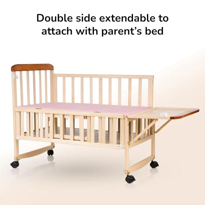 Momobebe Wooden Bedside Crib with Extension